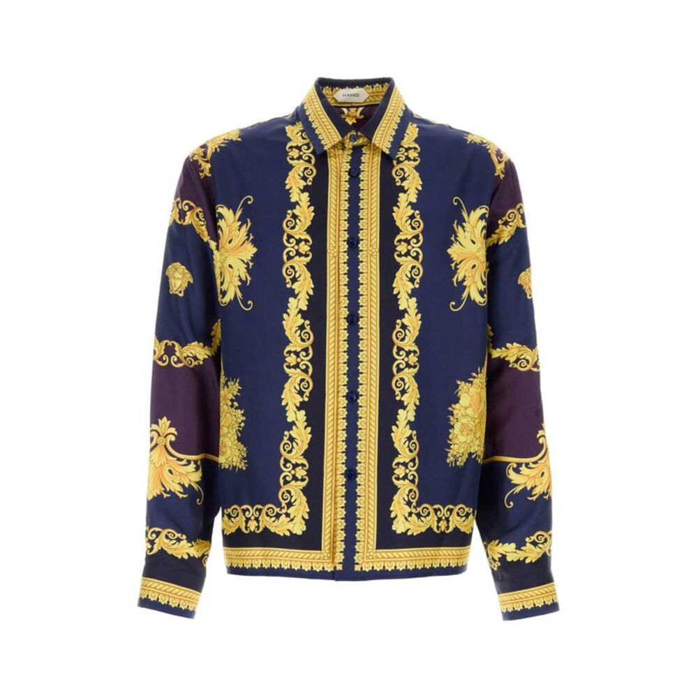Versace Men Printed Silk Shirt